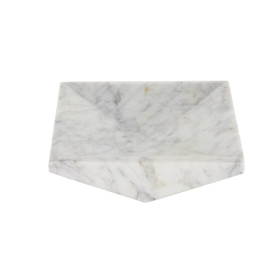 White Marble Geometric Square Tray